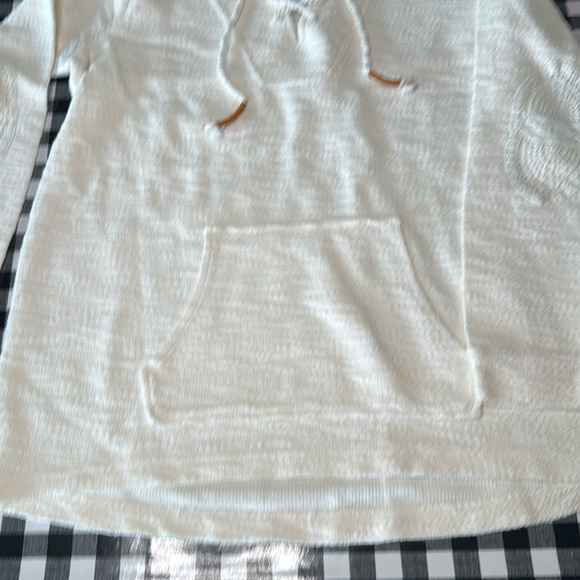 ROXY White Woven Pullover Beach Hoodie Top Soft Woman’s Size M - Picture 4 of 8